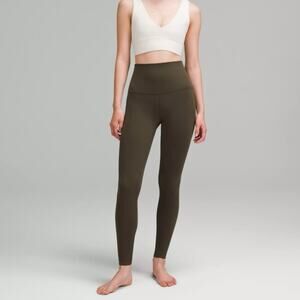 Lululemon Align Super High Rise Pant 28” Dark Olive Green Tights Women’s Size 4